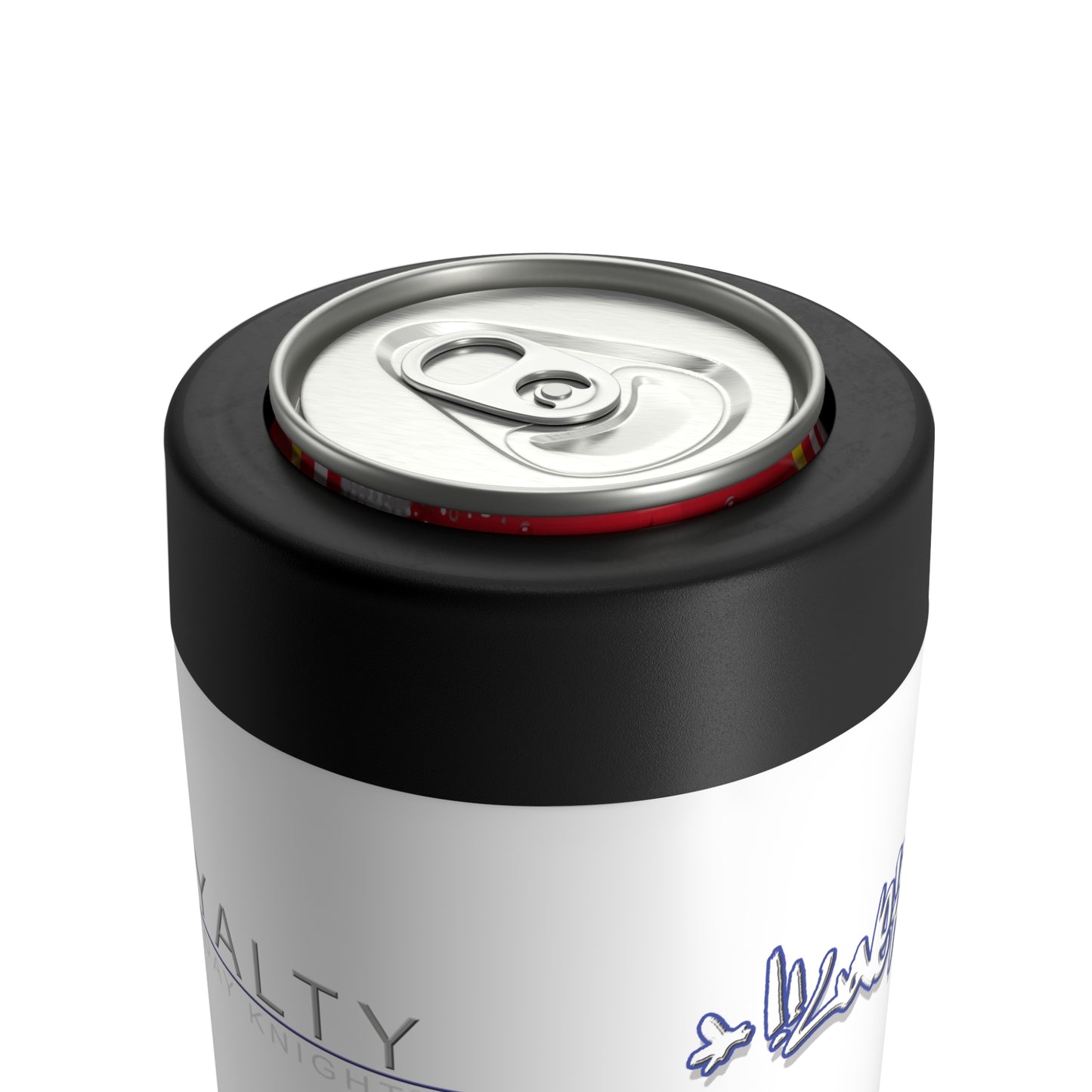 L&L Can Holder — White Insulated Slim Can Cooler -Love & Loyalty NYC Graffiti Script Designs