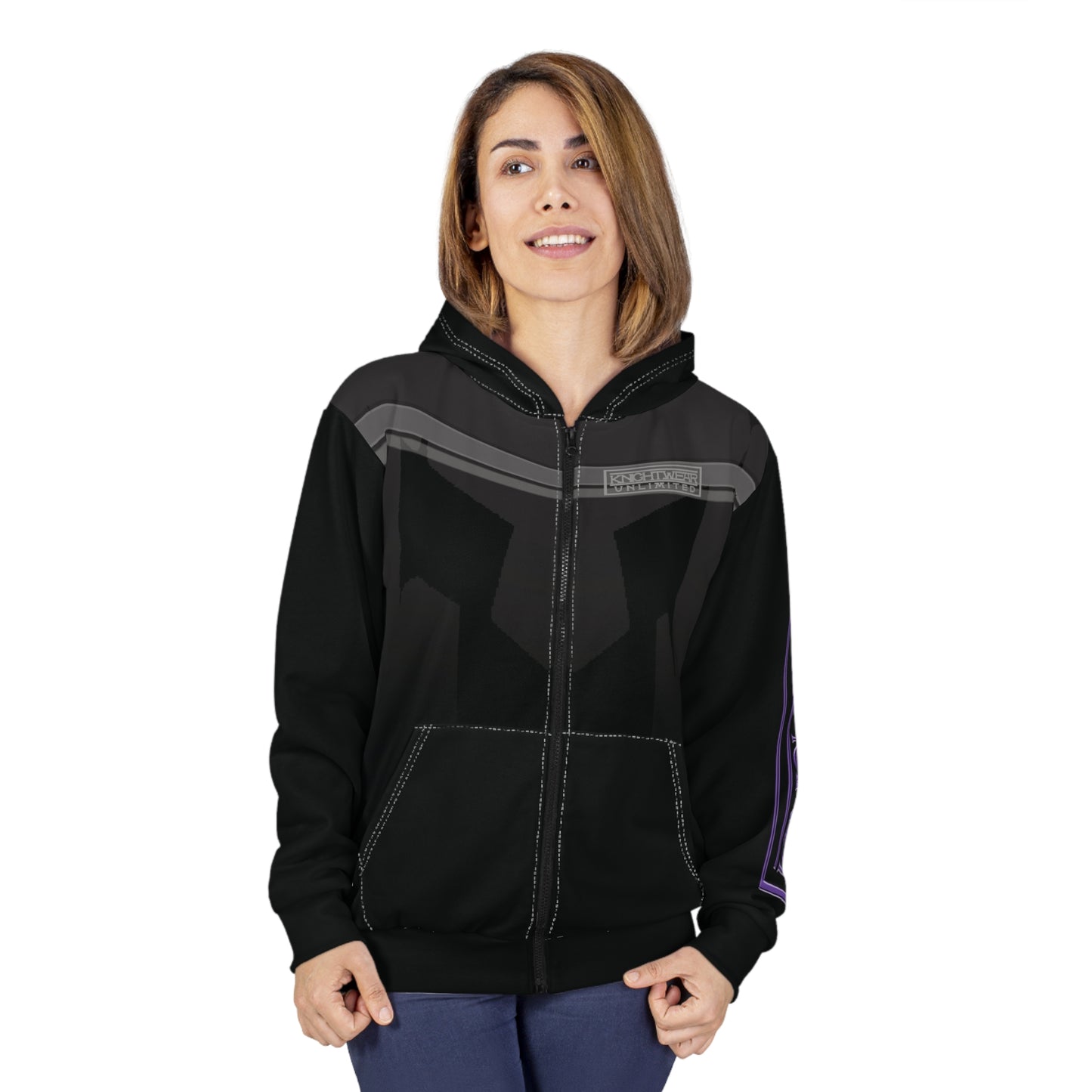 Black + Grey Gradient Zip Hoodie — KnightWear Graphic Zip Hoodies
