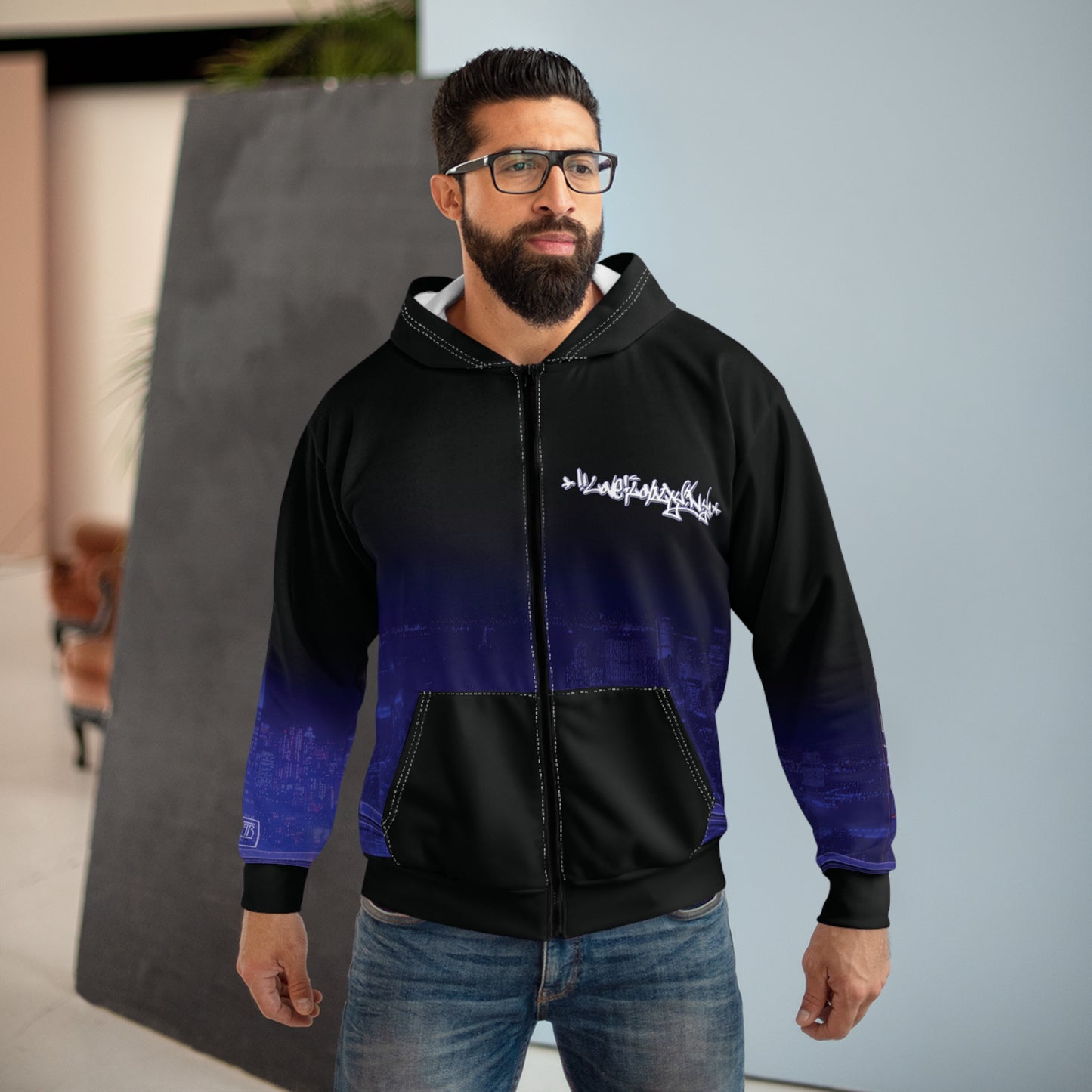 Nightscape Zip Hoodie - Love & Loyalty NYC Graphic Zip-Up Hoodies