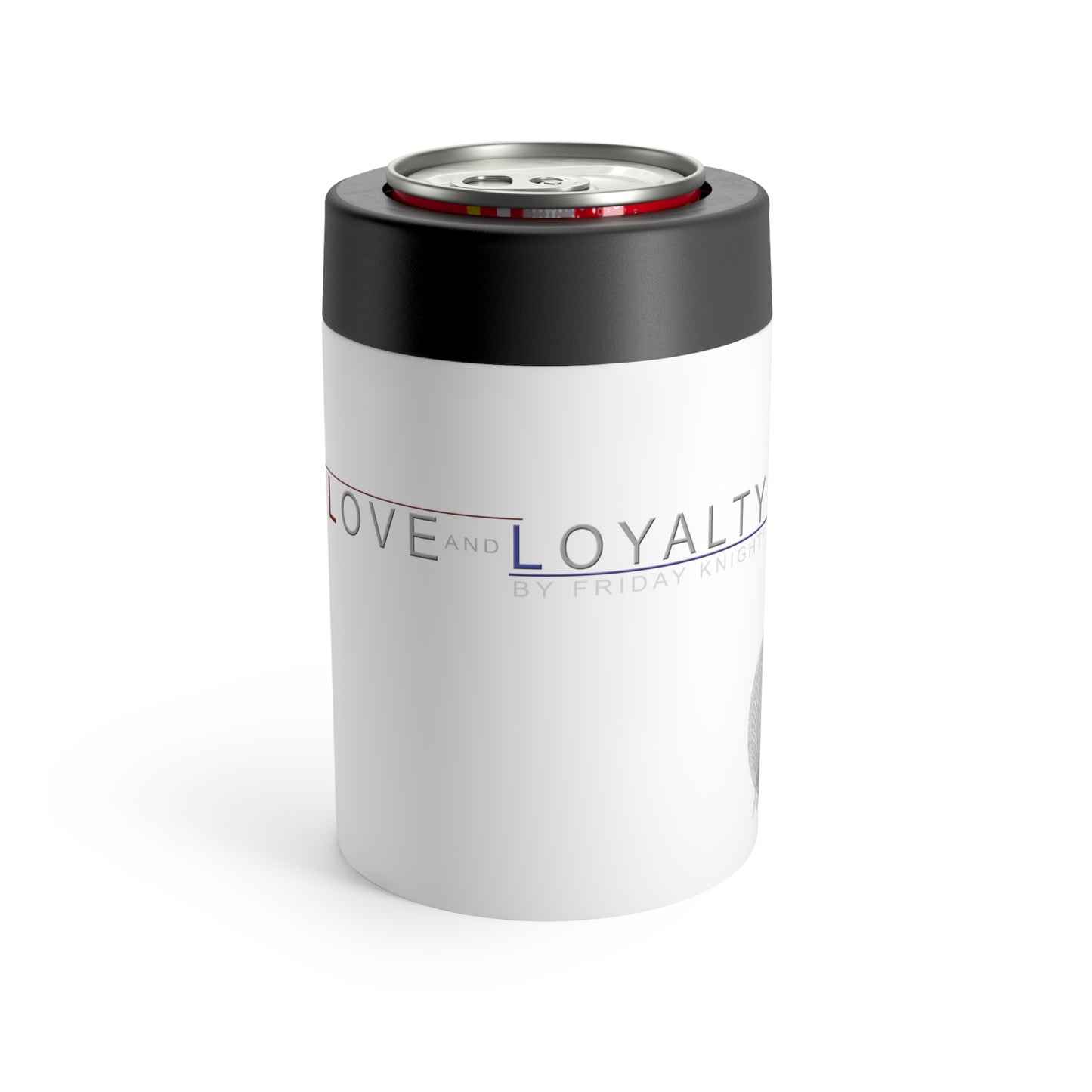 L&L Can Holder — White Insulated Slim Can Cooler -Love & Loyalty NYC Graffiti Script Designs