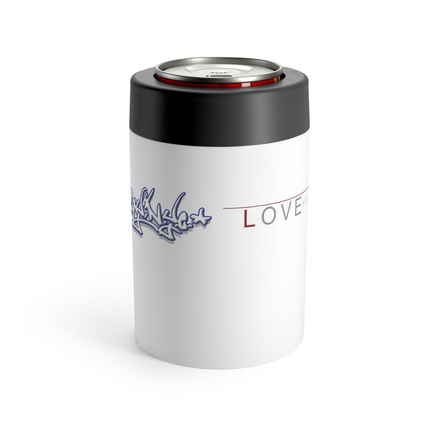 L&L Can Holder — White Insulated Slim Can Cooler -Love & Loyalty NYC Graffiti Script Designs